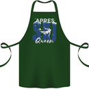 Apres Ski Queen Skiing Winter Sports Cotton Apron 100% Organic Forest Green