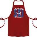 Apres Ski Queen Skiing Winter Sports Cotton Apron 100% Organic Maroon