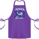 Apres Ski Queen Skiing Winter Sports Cotton Apron 100% Organic Purple