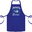 Apres Ski Queen Skiing Winter Sports Cotton Apron 100% Organic Royal Blue