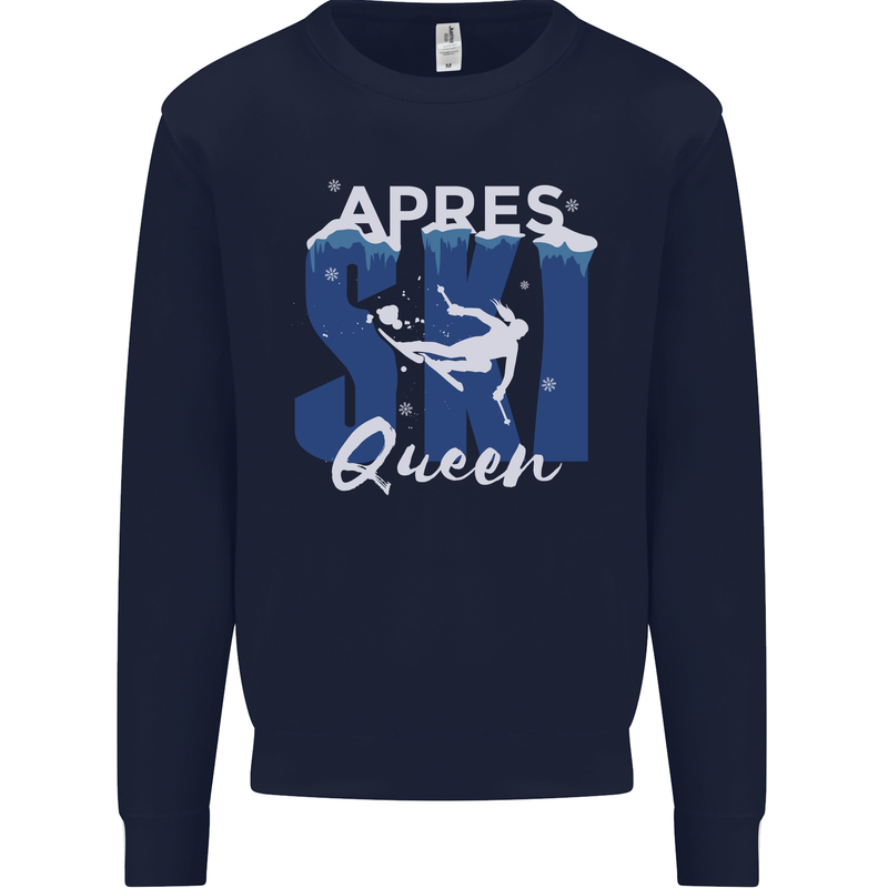 Apres Ski Queen Skiing Winter Sports Kids Sweatshirt Jumper Navy Blue