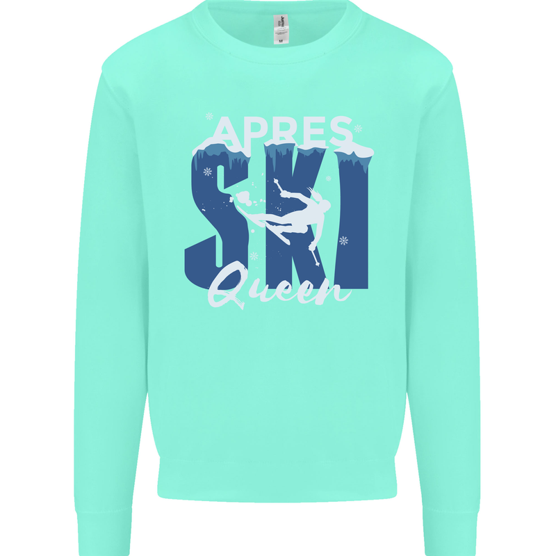 Apres Ski Queen Skiing Winter Sports Kids Sweatshirt Jumper Peppermint