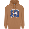 Apres Ski Queen Skiing Winter Sports Mens 80% Cotton Hoodie Caramel Latte