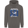 Apres Ski Queen Skiing Winter Sports Mens 80% Cotton Hoodie Charcoal