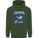 Apres Ski Queen Skiing Winter Sports Mens 80% Cotton Hoodie Forest Green