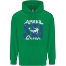Apres Ski Queen Skiing Winter Sports Mens 80% Cotton Hoodie Irish Green