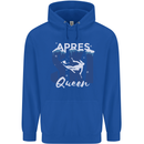 Apres Ski Queen Skiing Winter Sports Mens 80% Cotton Hoodie Royal Blue