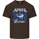 Apres Ski Queen Skiing Winter Sports Mens Cotton T-Shirt Tee Top Dark Chocolate