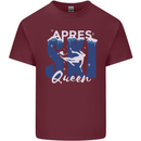 Apres Ski Queen Skiing Winter Sports Mens Cotton T-Shirt Tee Top Maroon