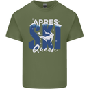 Apres Ski Queen Skiing Winter Sports Mens Cotton T-Shirt Tee Top Military Green