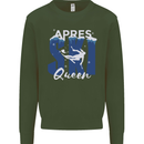 Apres Ski Queen Skiing Winter Sports Mens Sweatshirt Jumper Forest Green