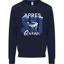 Apres Ski Queen Skiing Winter Sports Mens Sweatshirt Jumper Navy Blue