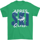 Apres Ski Queen Skiing Winter Sports Mens T-Shirt 100% Cotton Irish Green