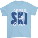 Apres Ski Queen Skiing Winter Sports Mens T-Shirt 100% Cotton Light Blue
