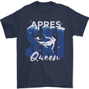 Apres Ski Queen Skiing Winter Sports Mens T-Shirt 100% Cotton Navy Blue