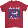 Apres Ski Queen Skiing Winter Sports Mens T-Shirt 100% Cotton Red
