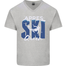 Apres Ski Queen Skiing Winter Sports Mens V-Neck Cotton T-Shirt Sports Grey