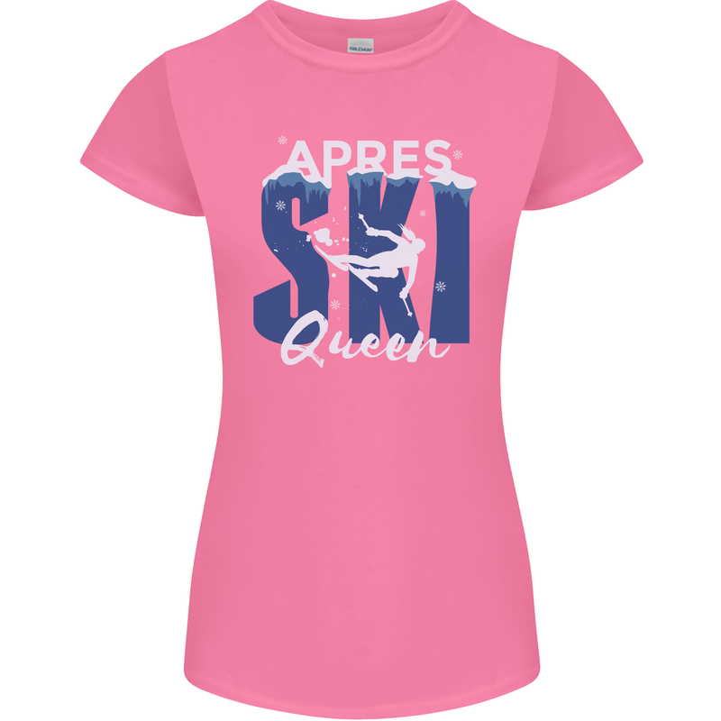 Apres Ski Queen Skiing Winter Sports Womens Petite Cut T-Shirt Azalea