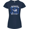 Apres Ski Queen Skiing Winter Sports Womens Petite Cut T-Shirt Navy Blue