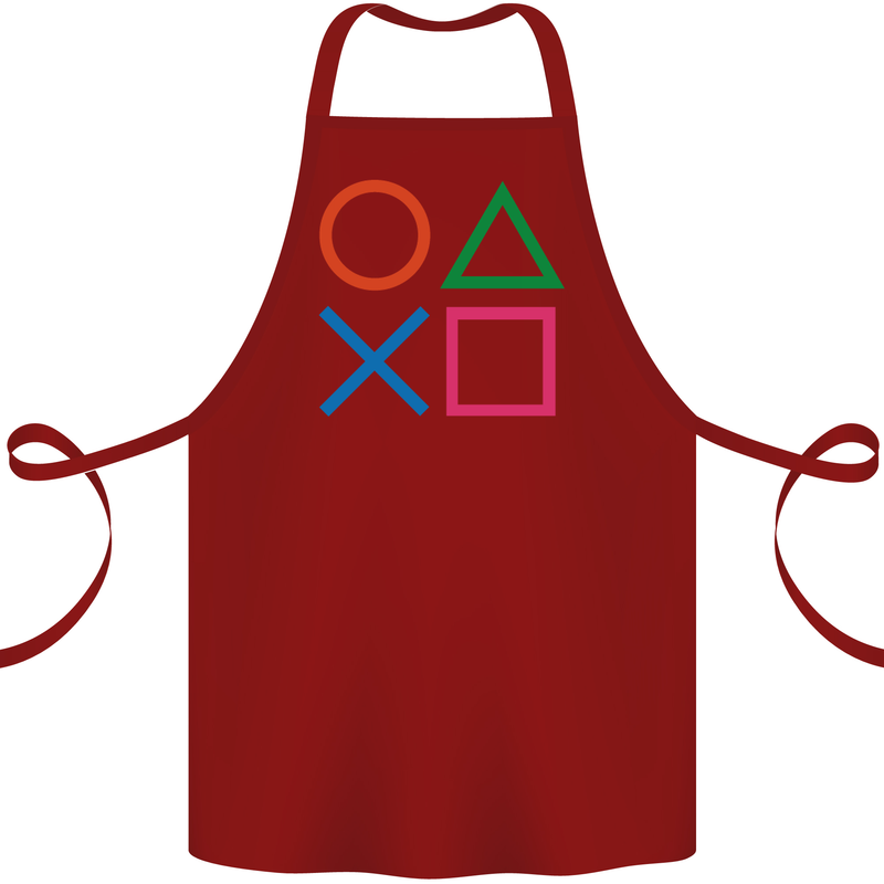 Arcade Game Console Buttons Gaming Gamer Cotton Apron 100% Organic Maroon