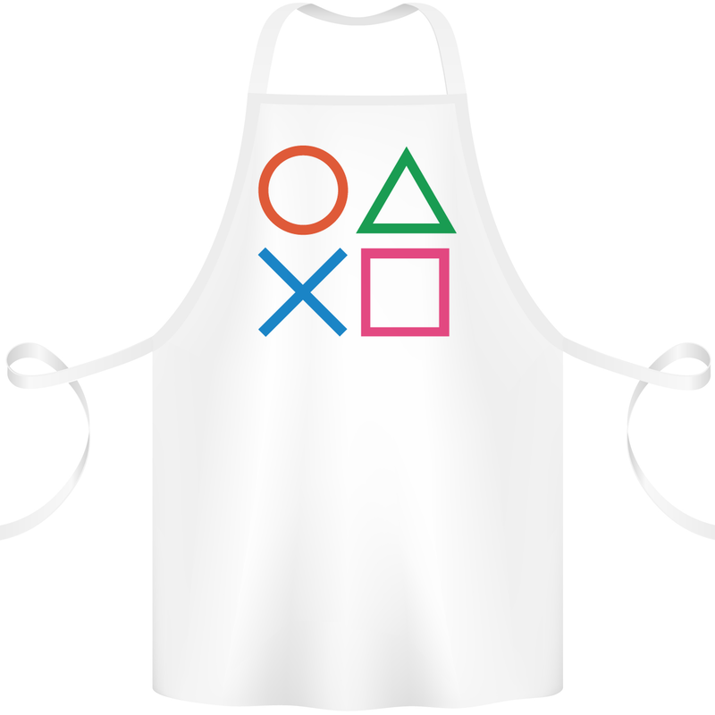 Arcade Game Console Buttons Gaming Gamer Cotton Apron 100% Organic White