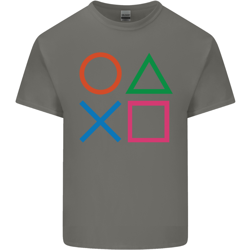 Arcade Game Console Buttons Gaming Gamer Mens Cotton T-Shirt Tee Top Charcoal