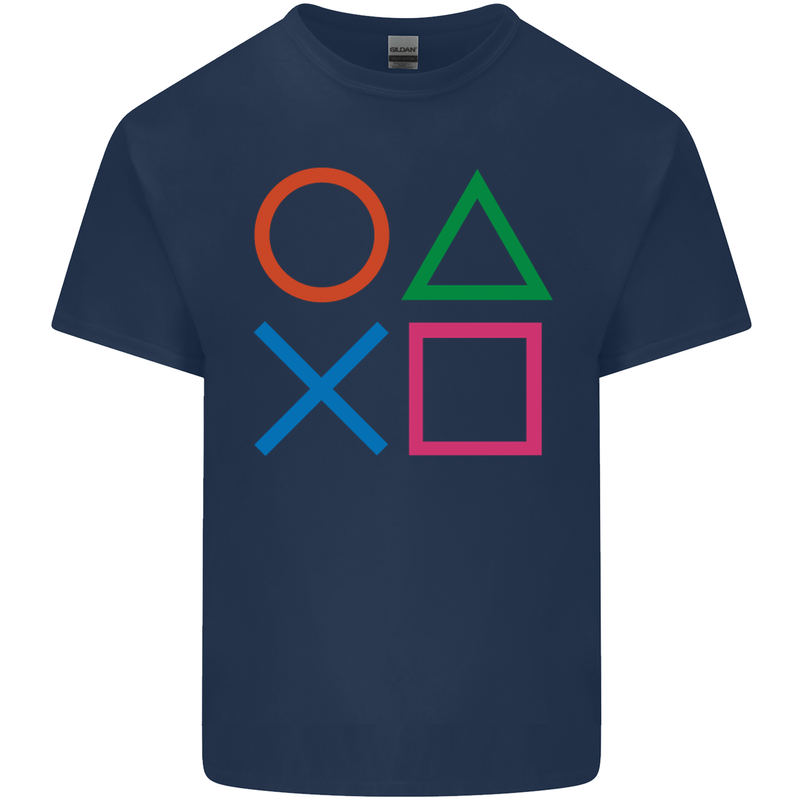 Arcade Game Console Buttons Gaming Gamer Mens Cotton T-Shirt Tee Top Navy Blue