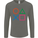 Arcade Game Console Buttons Gaming Gamer Mens Long Sleeve T-Shirt Charcoal