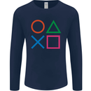 Arcade Game Console Buttons Gaming Gamer Mens Long Sleeve T-Shirt Navy Blue