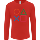 Arcade Game Console Buttons Gaming Gamer Mens Long Sleeve T-Shirt Red