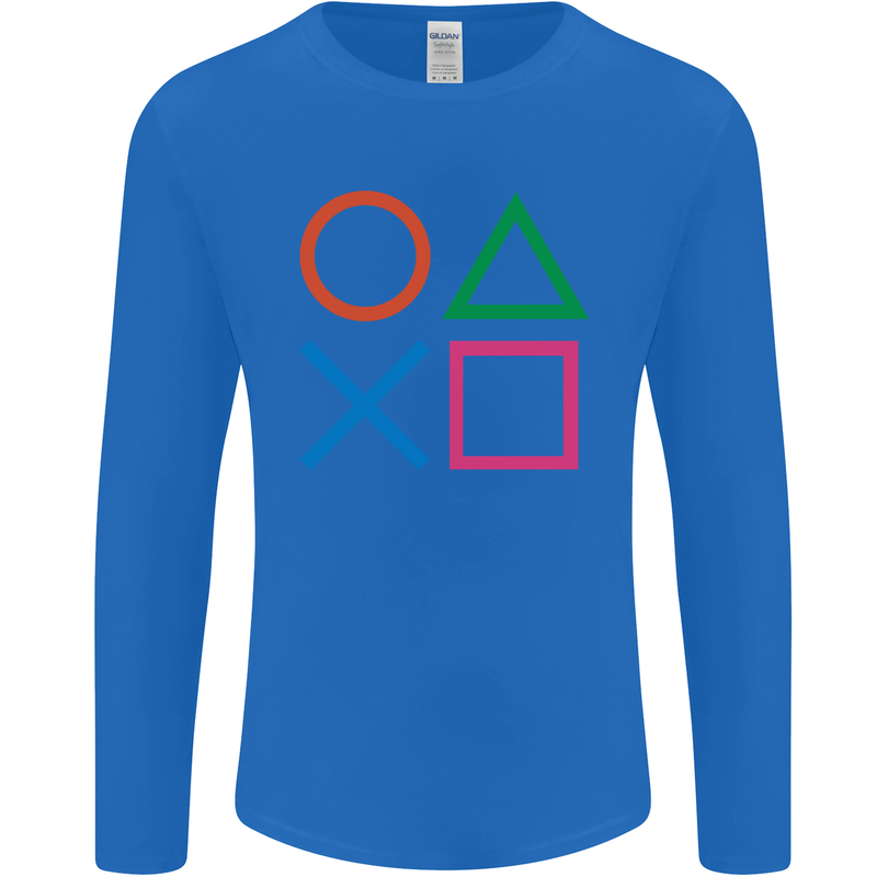 Arcade Game Console Buttons Gaming Gamer Mens Long Sleeve T-Shirt Royal Blue