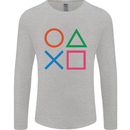 Arcade Game Console Buttons Gaming Gamer Mens Long Sleeve T-Shirt Sports Grey
