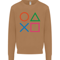 Arcade Game Console Buttons Gaming Gamer Mens Sweatshirt Jumper Caramel Latte