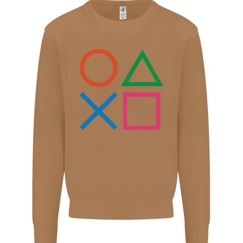 Arcade Game Console Buttons Gaming Gamer Mens Sweatshirt Jumper Caramel Latte