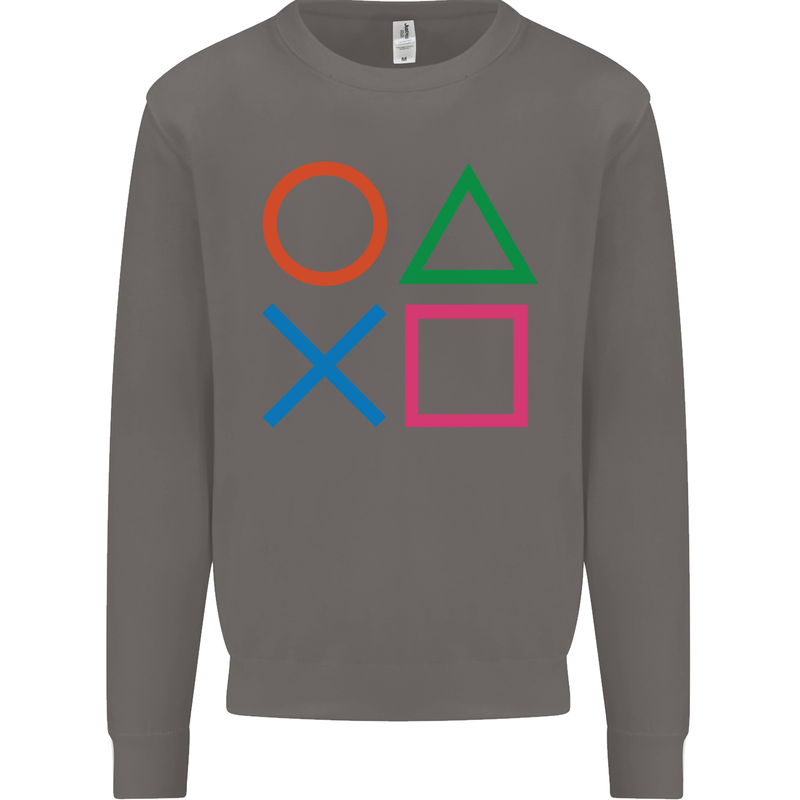 Arcade Game Console Buttons Gaming Gamer Mens Sweatshirt Jumper Charcoal