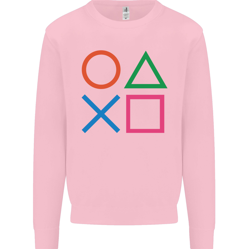 Arcade Game Console Buttons Gaming Gamer Mens Sweatshirt Jumper Light Pink
