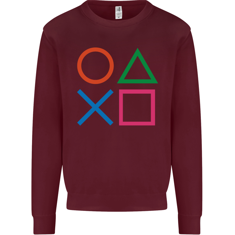 Arcade Game Console Buttons Gaming Gamer Mens Sweatshirt Jumper Maroon