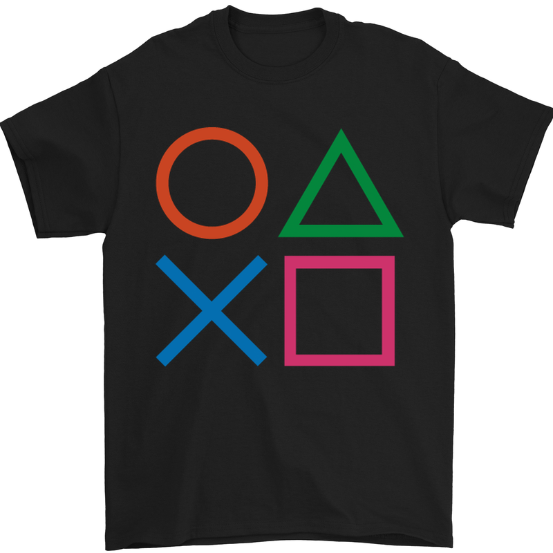 Arcade Game Console Buttons Gaming Gamer Mens T-Shirt Cotton Gildan Black