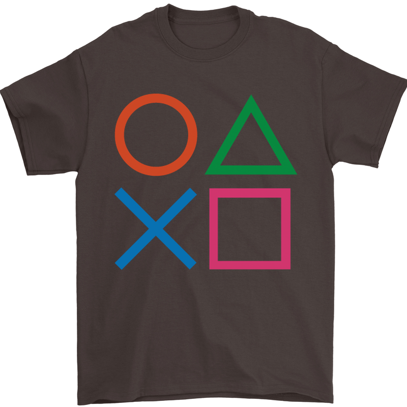 Arcade Game Console Buttons Gaming Gamer Mens T-Shirt Cotton Gildan Dark Chocolate