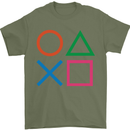 Arcade Game Console Buttons Gaming Gamer Mens T-Shirt Cotton Gildan Military Green