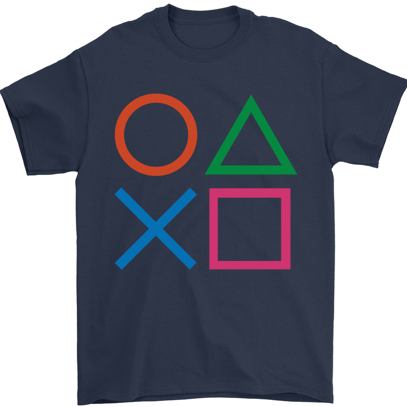 Arcade Game Console Buttons Gaming Gamer Mens T-Shirt Cotton Gildan Navy Blue