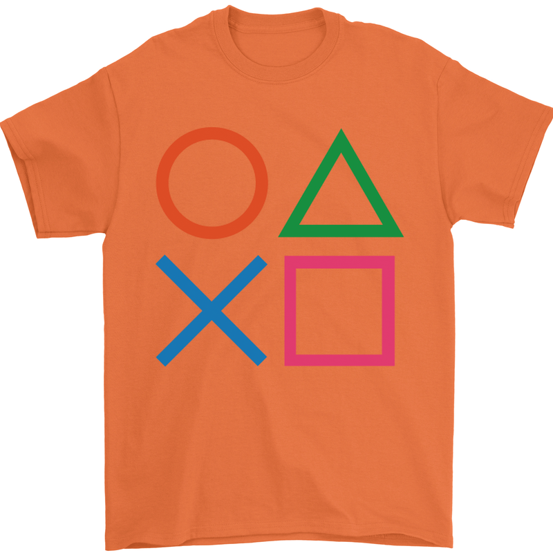 Arcade Game Console Buttons Gaming Gamer Mens T-Shirt Cotton Gildan Orange