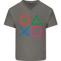 Arcade Game Console Buttons Gaming Gamer Mens V-Neck Cotton T-Shirt Charcoal