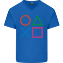 Arcade Game Console Buttons Gaming Gamer Mens V-Neck Cotton T-Shirt Royal Blue