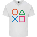 Arcade Game Console Buttons Gaming Gamer Mens V-Neck Cotton T-Shirt White