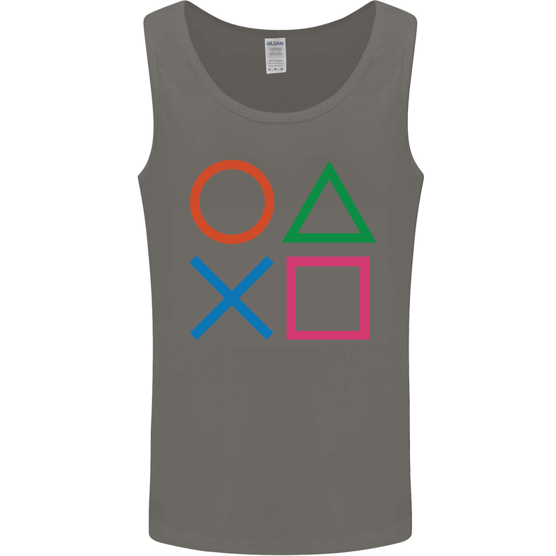 Arcade Game Console Buttons Gaming Gamer Mens Vest Tank Top Charcoal