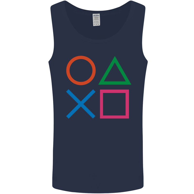 Arcade Game Console Buttons Gaming Gamer Mens Vest Tank Top Navy Blue