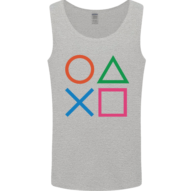 Arcade Game Console Buttons Gaming Gamer Mens Vest Tank Top Sports Grey