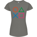 Arcade Game Console Buttons Gaming Gamer Womens Petite Cut T-Shirt Charcoal