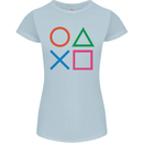 Arcade Game Console Buttons Gaming Gamer Womens Petite Cut T-Shirt Light Blue